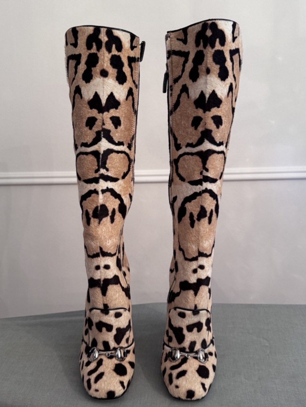 Gucci Lillian Cloud Leopard Pony Hair Knee Boot Horsebit 36.5 NIB Italy $2350